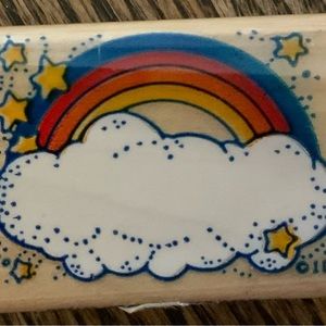 Rainbow wood mounted rubber stamp